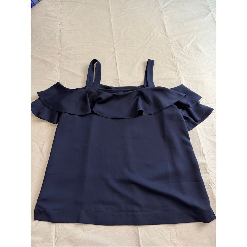 Jade By Melody Tam Navy Blue Ruffle Tank Top Size Medium